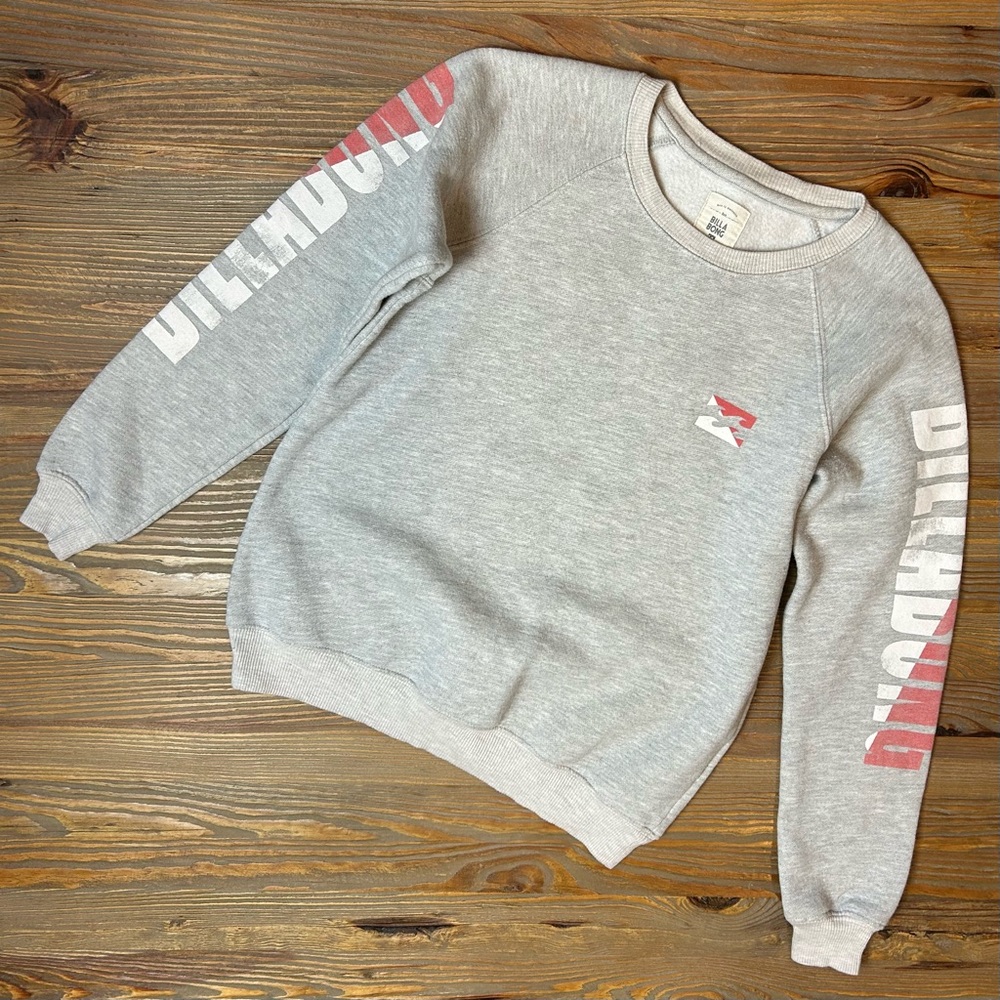 Billabong Heather Gray Sweatshirt with Dark Pink and White Logo